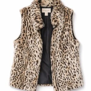 Chico's Faux Fur Leopard Vest